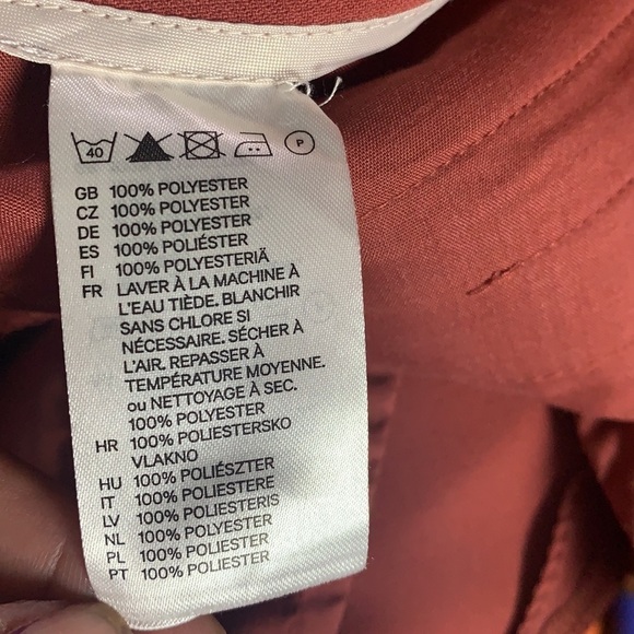 H&m dark peach dress pants with belt/buttons design size 4 - Picture 9 of 15